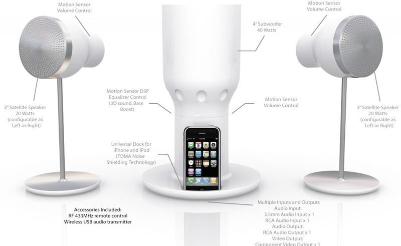 Illustration for article titled EOps i24R3 Wireless Gesture-Control iPhone Speaker is Quite Beautiful, Actually